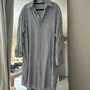 Vince Navy and White Striped Shirt Dress